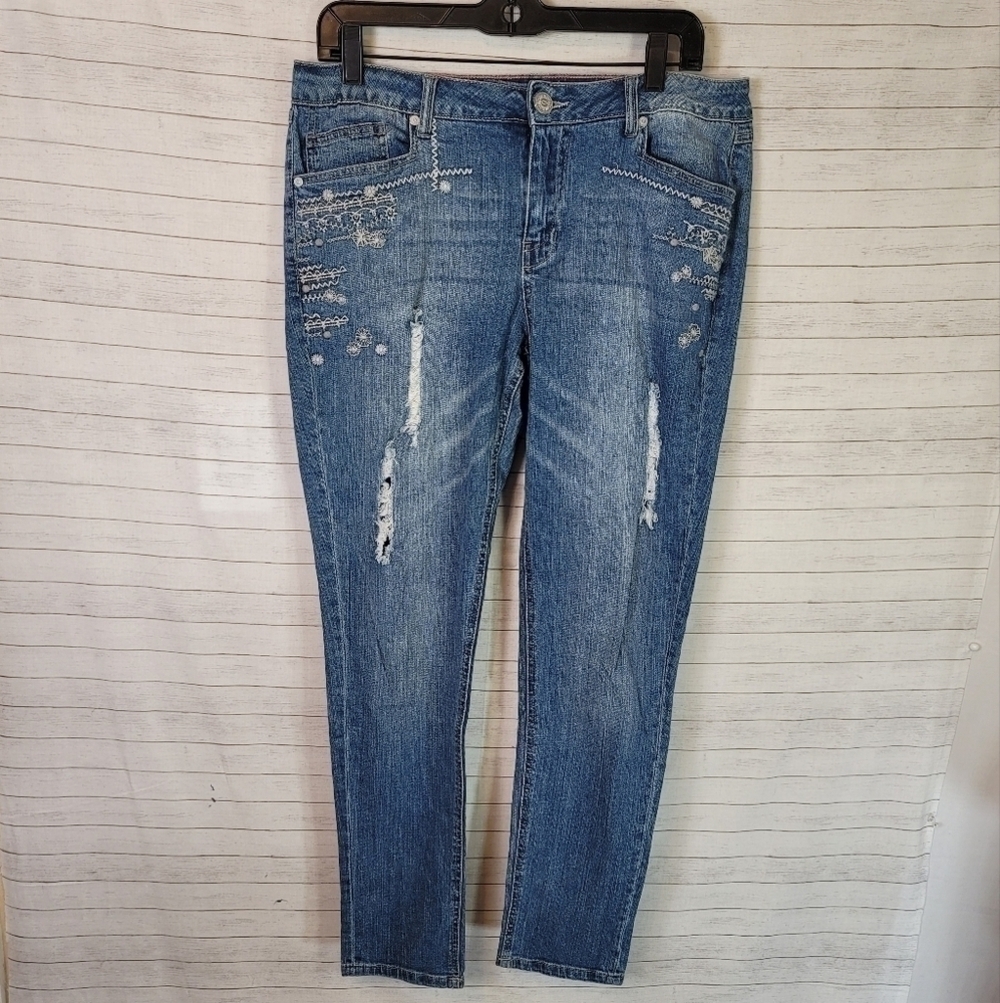 One 5 One Embroidered Denim Jeans, sz 10